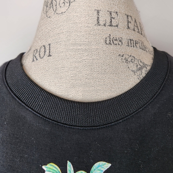Black Sweatshirt with Peacock and Floral Design - Picture 6 of 11